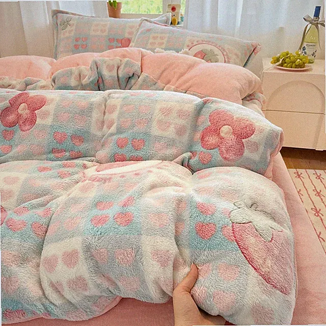 1 Pc Super Warm Quilt Cover Winter Thick Soft Flannel Coral Fleece Duvet Cover