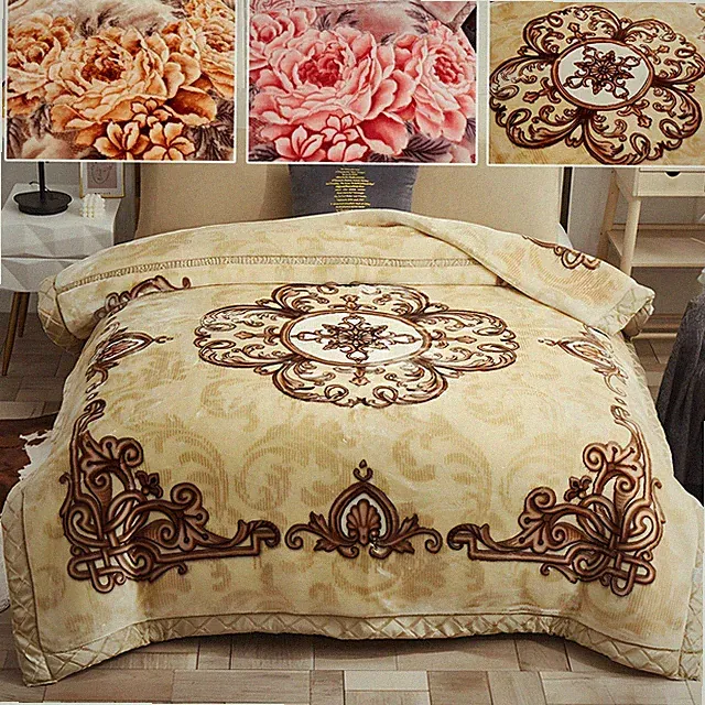 2-Ply Raschel Blanket Fluffy Soft Cozy Thick Warm Winter Dorm Bed Throw 4.4-8Lbs