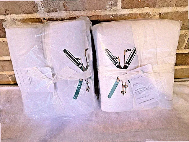 2 Pottery Barn ALPINE SKI SHERPA Backed EURO Pillow Shams Pair Winter NWT NEW