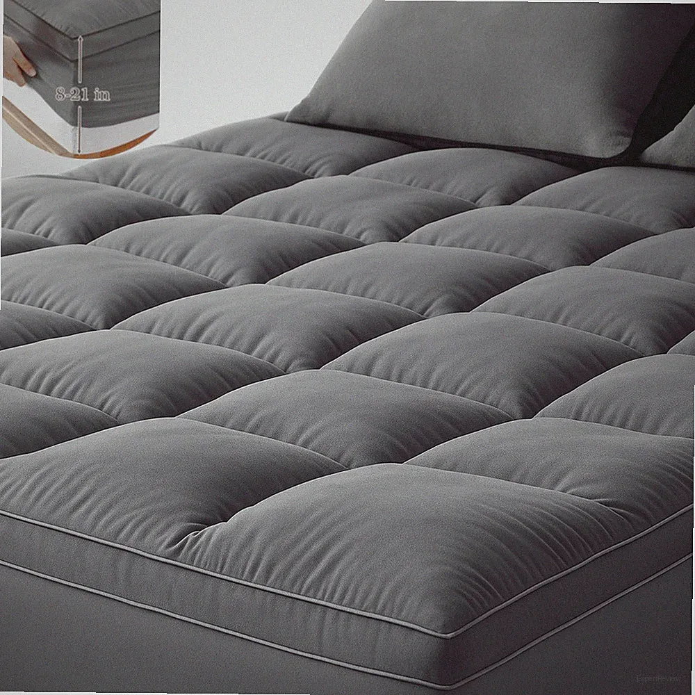 All Size Warm Quilted Mattress Topper Pad 8-21" Deep Pocket Cover for Winter Bed