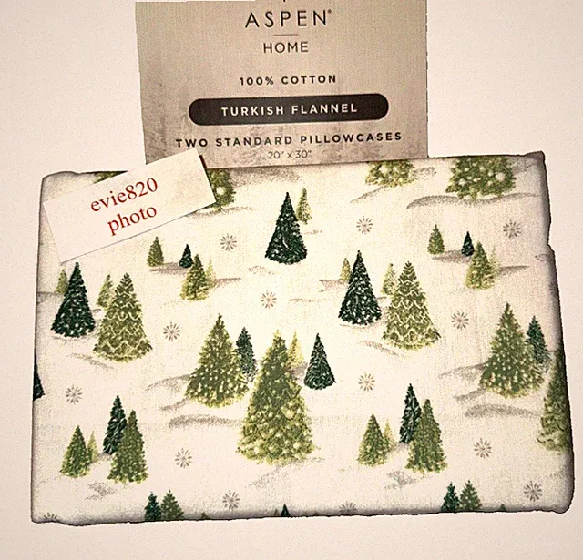 Aspen Home WINTER EVERGREEN TREES ON SNOW HILLS Turkish Flannel 2-PC PILLOWCASE