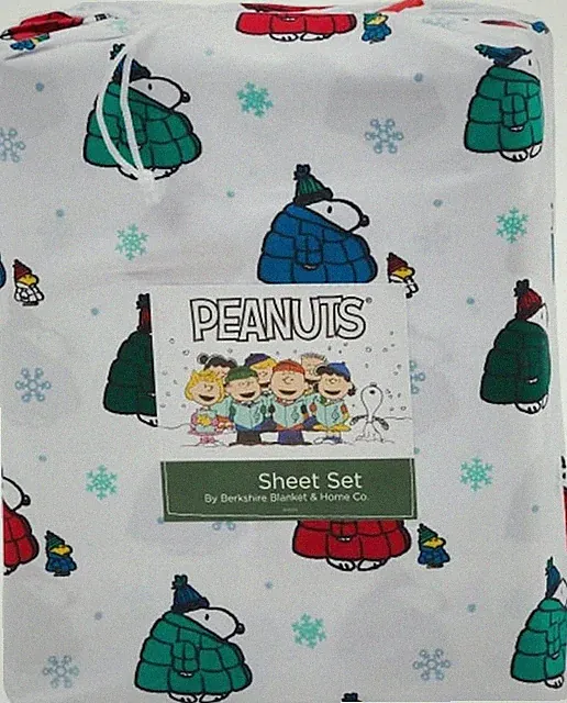 Berkshire Blanket & Home Co Peanuts Christmas Winter Themed Sheet Sets - White