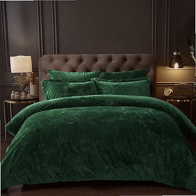 Crushed Velvet Comforter Set King Size, 5-Piece Luxury Winter Bedding Sets with