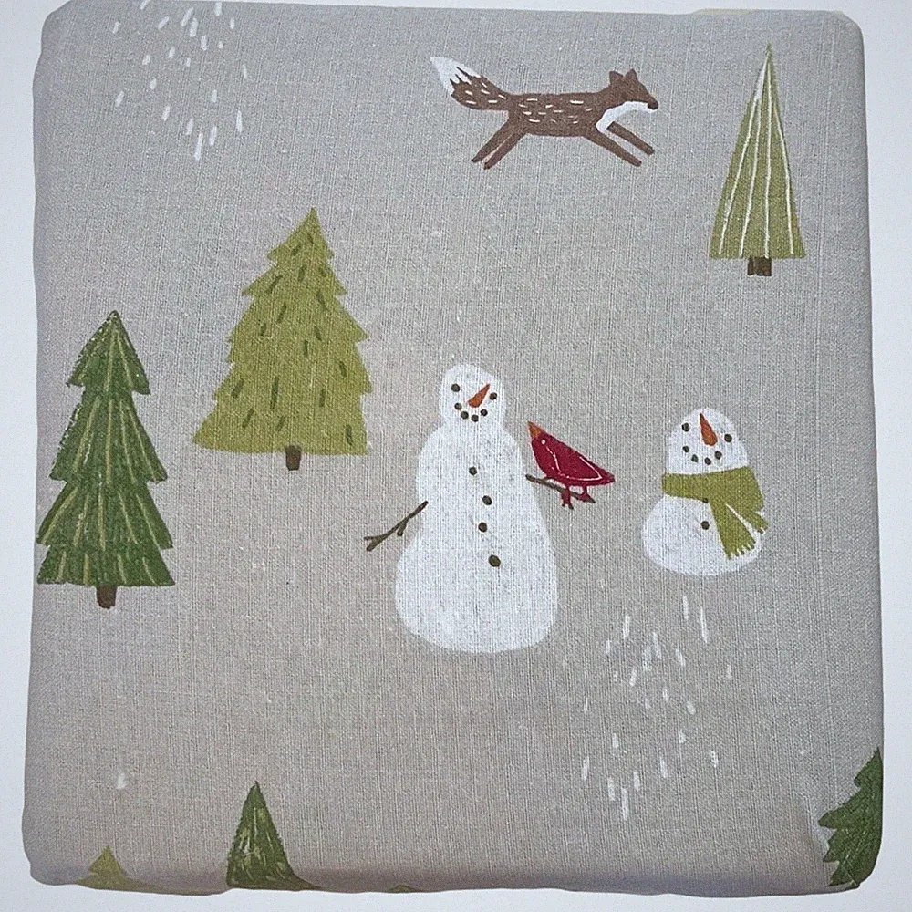 Cuddle Duds Flannel Sheet Set Beige Winter Snowman Full Bed Sheets, Bedding