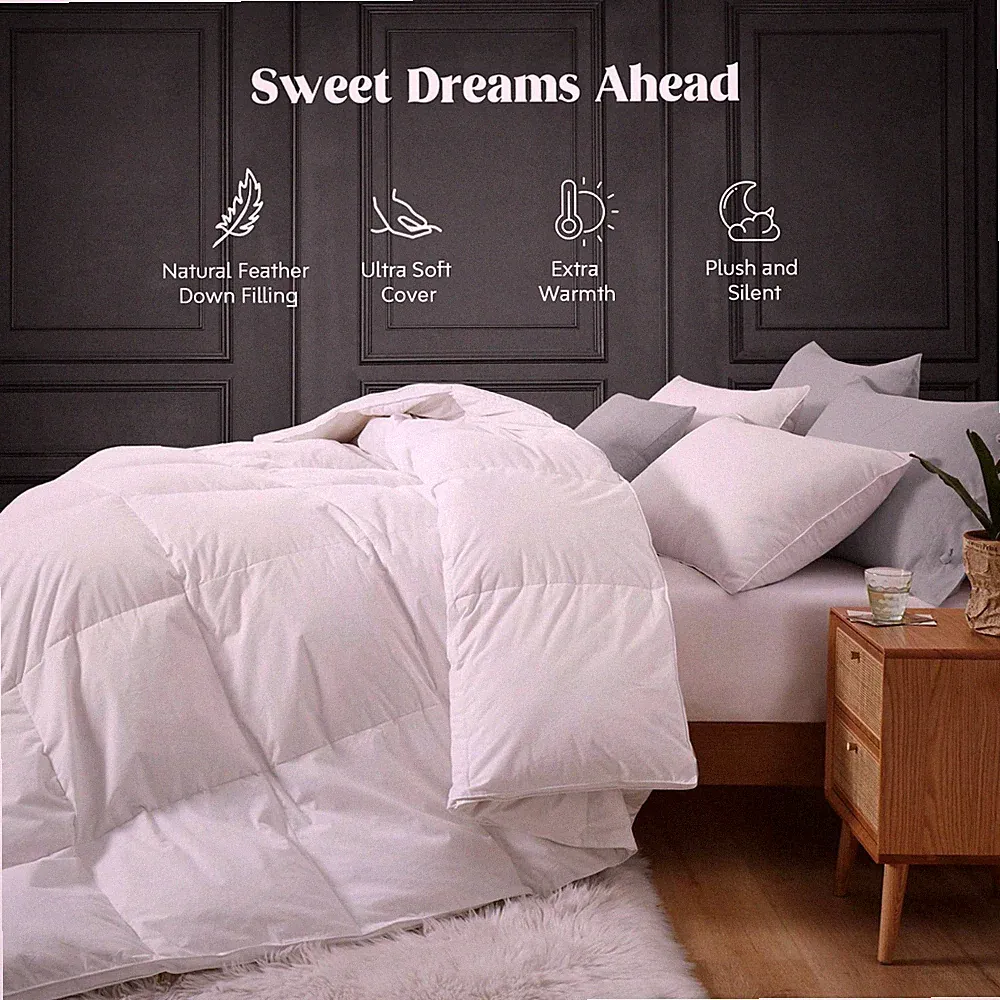 Extra Winter Warm Down Comforter Gusseted Edge, King and Queen Sized Bed Blanket