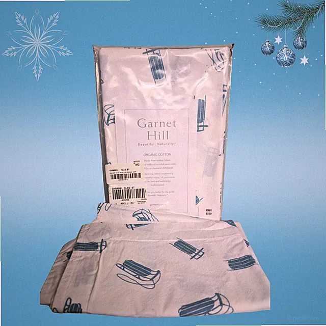 Garnet Hill Standard Size Pillow Shams White Winter Blue Sleds - Set of 2