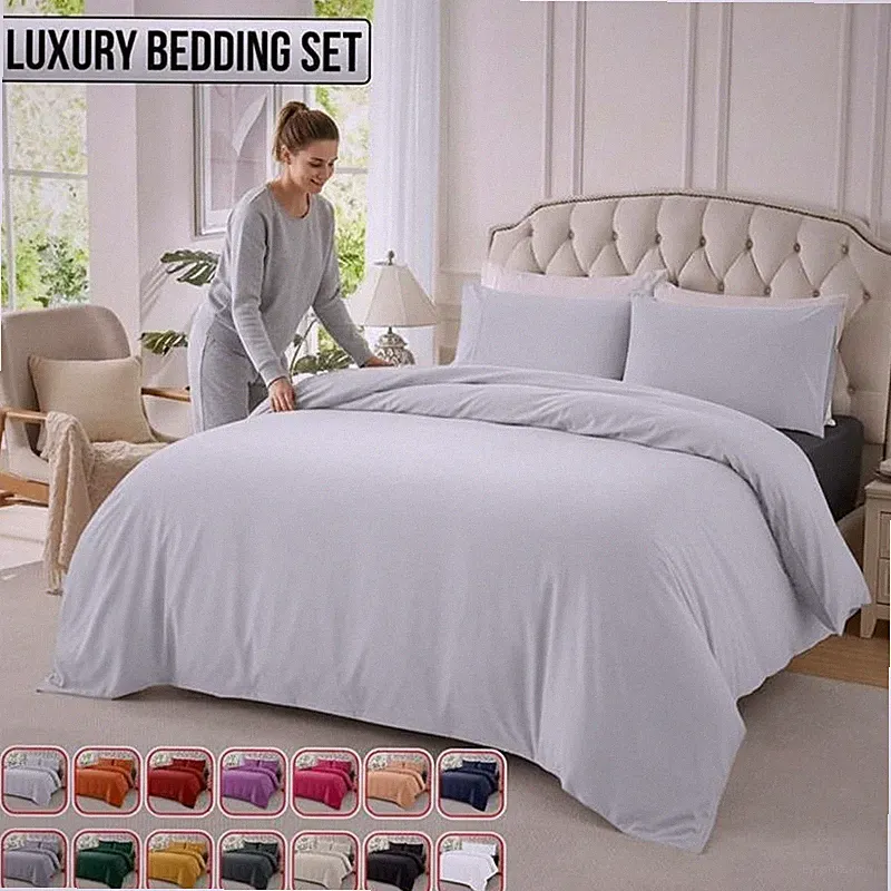 Light Weight Winter Duvet Cover Soft Warm Reversible Bedding Set Queen King Size