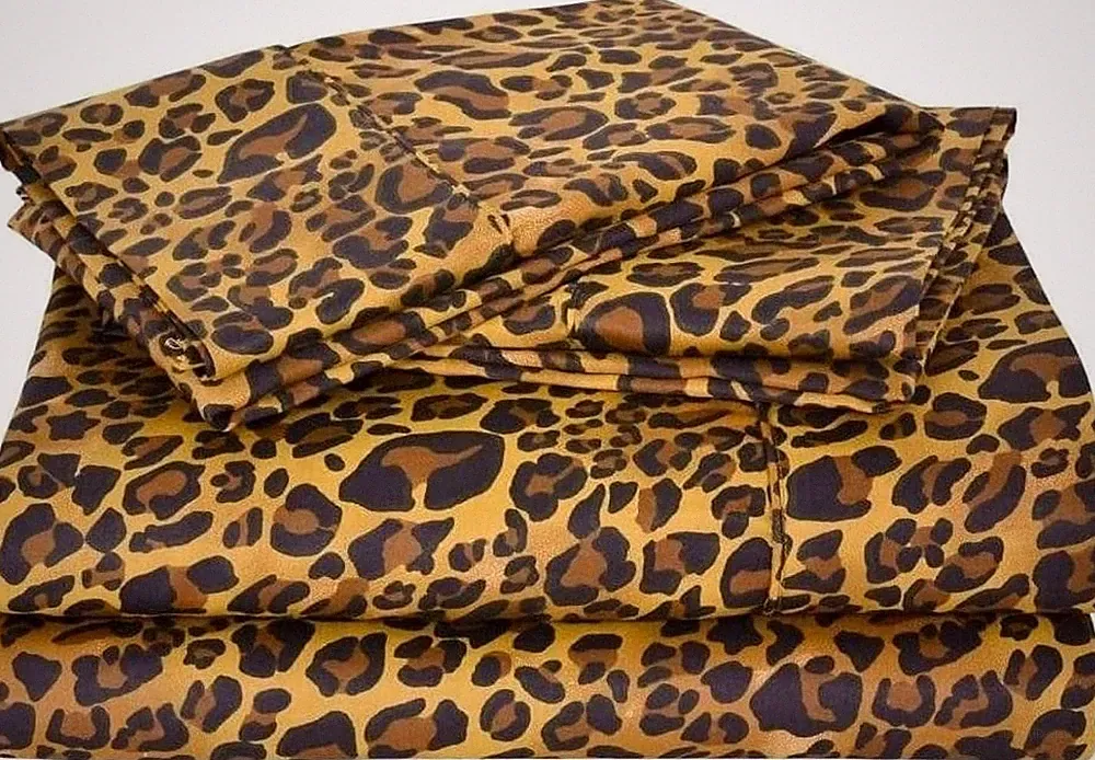 Luxury King Sheet Set 1000TC Egyptian Cotton Leopard Print 4-Piece