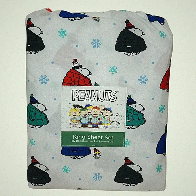 Peanuts Snoopy King Sheets Set By Berkshire Holiday Christmas Igloo Winter 4 pc