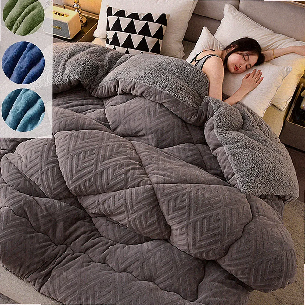 Reversible Sherpa Fluffy Comforter Extra Warm Winter Bedding Blanket Twin Full