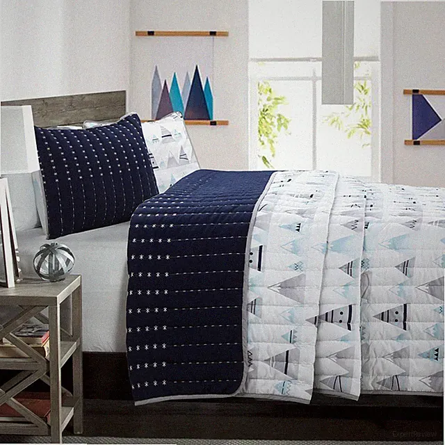 Summit Blues Snowy Mountain Alps Reversible Quilt Set, Bedspread, Coverlet
