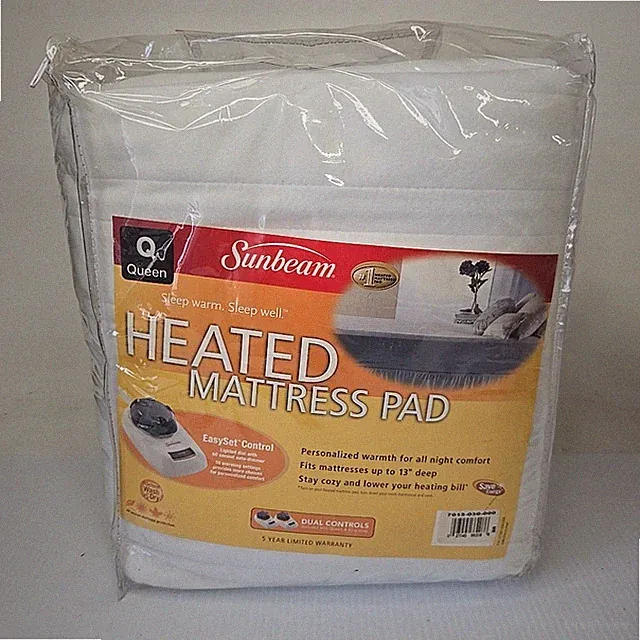 SUNBEAM Queen Heated Mattress Pad Dual Controls 13" Deep Pockets