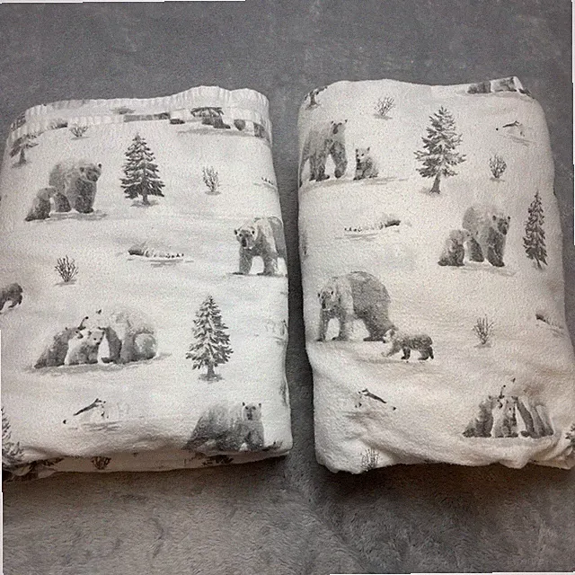 Winter Polar Bears Turkish Cotton Flannel Sheet Set Flat & Fitted Full/Double